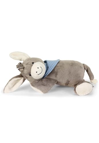 Sterntaler Einschlafhilfe Esel Emmi – Soundmodul mit 3 beruhigenden Klängen – weiches Kuscheltier mit Sternenhalstuch – 30x26x10,5 cm – Baby Plüschtier ab Geburt, Grau von Sterntaler